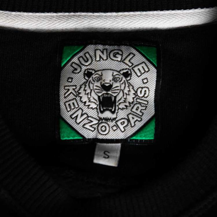 Pre Owned Kenzo Black Cotton Tiger Embroidered Long Sleeve Jumper S