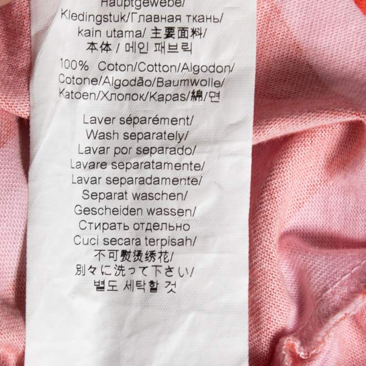 Pre Owned Kenzo Red Paprika Striped Cotton Logo Printed Short Sleeve T-Shirt M