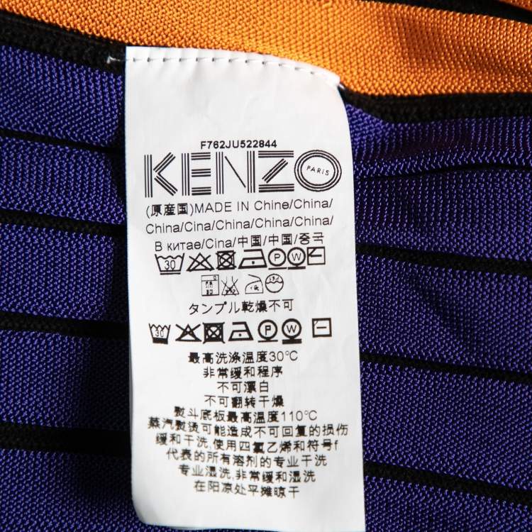 Pre Owned Kenzo Black Knit Rainbow Pleated Midi Skirt M