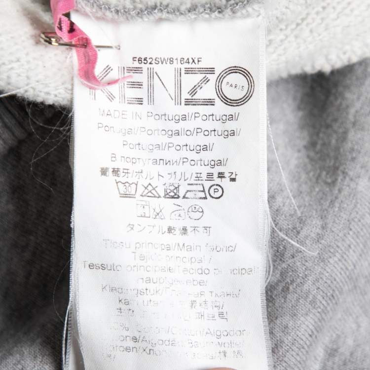 مملوكة مسبقًا Kenzo Grey Knit Jungle Embroidered Crew Neck Long Sleeve Sweater XS