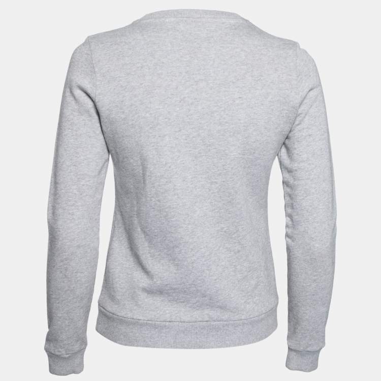 مملوكة مسبقًا Kenzo Grey Knit Jungle Embroidered Crew Neck Long Sleeve Sweater XS