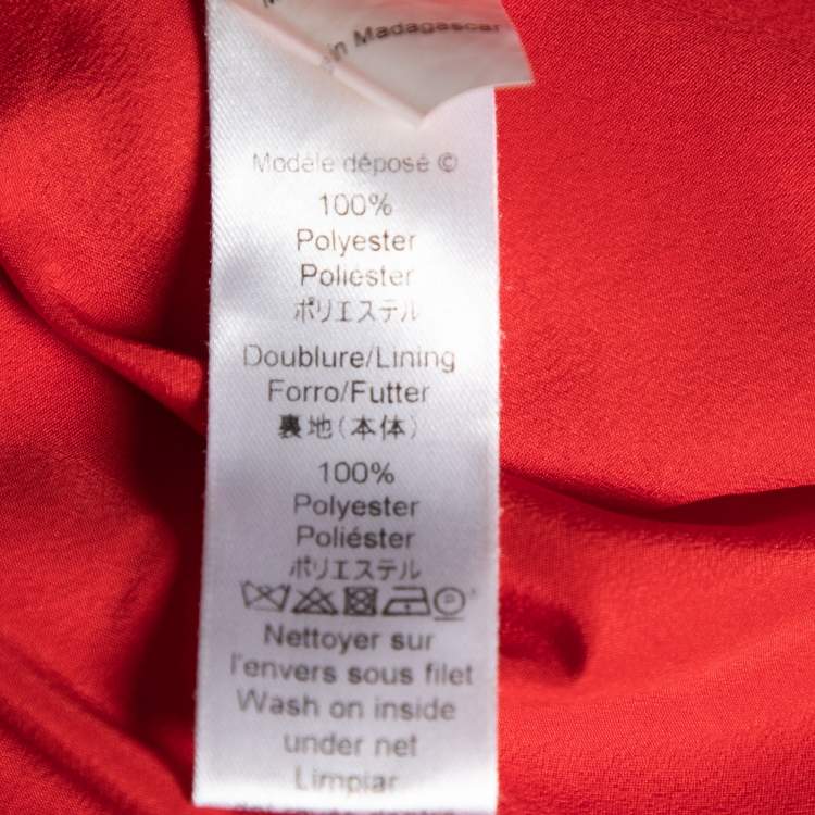 Pre Owned Kenzo Red Lotus Eye Printed Crepe Shift Dress S