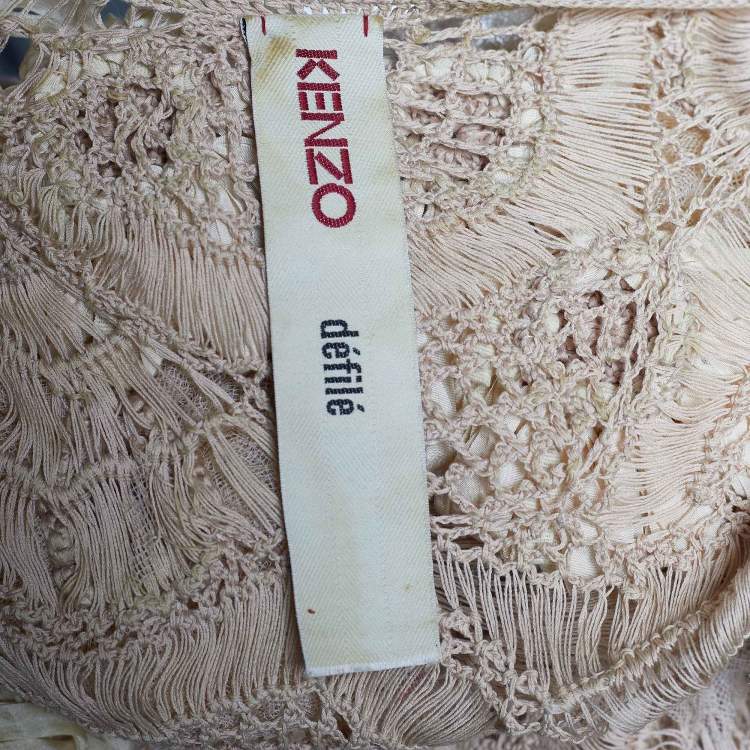 Pre Owned  Kenzo Beige Knit Floral Applique Blouse M