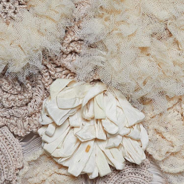 Pre Owned  Kenzo Beige Knit Floral Applique Blouse M