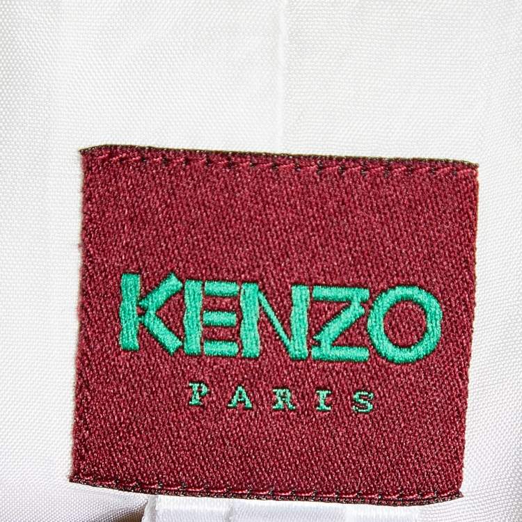 Pre Owned Kenzo Cream Textured Cotton Long Sleeve Blazer M