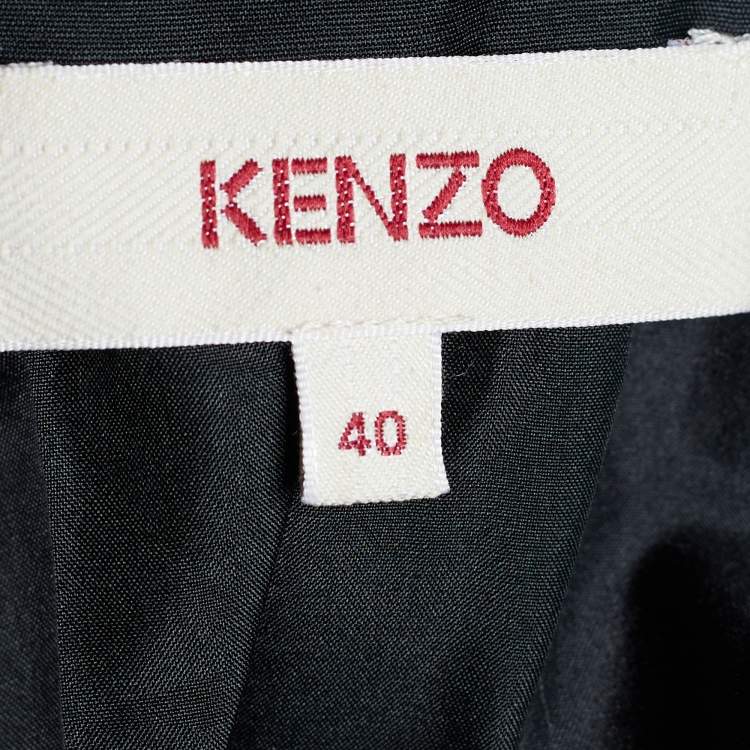 Pre Owned Kenzo Black Floral Printed Silk Sequin Embellished Detailed Shrug M