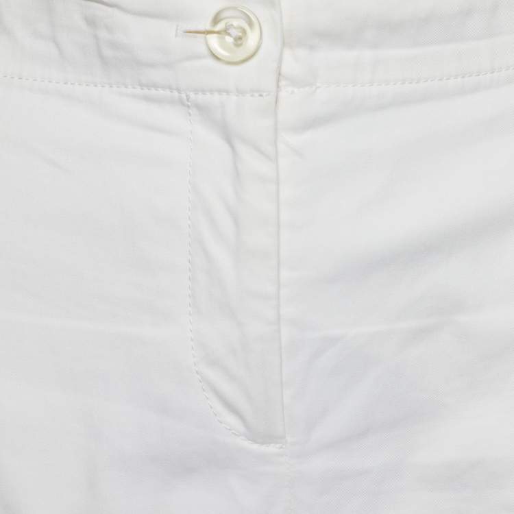 Pre Owned Kenzo Ivory Cotton Long Shorts L