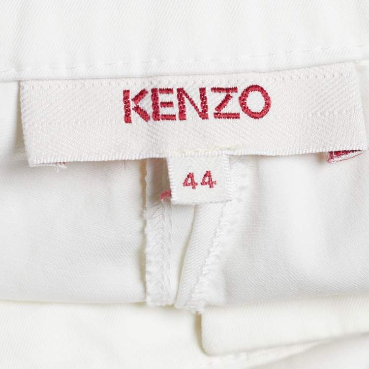 Pre Owned Kenzo Ivory Cotton Long Shorts L