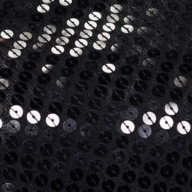 Pre Owned Kenzo Black Sequin Embellished Stretch Silk Draped Neck Dress XL