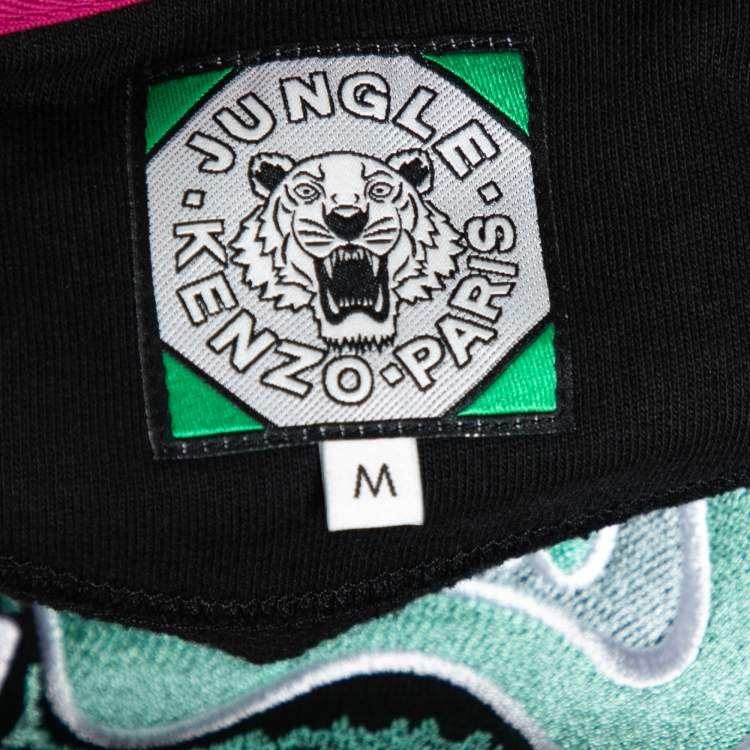 Pre Owned Kenzo Black Tiger Embroidered Crew Neck Long Sleeve Sweatshirt M