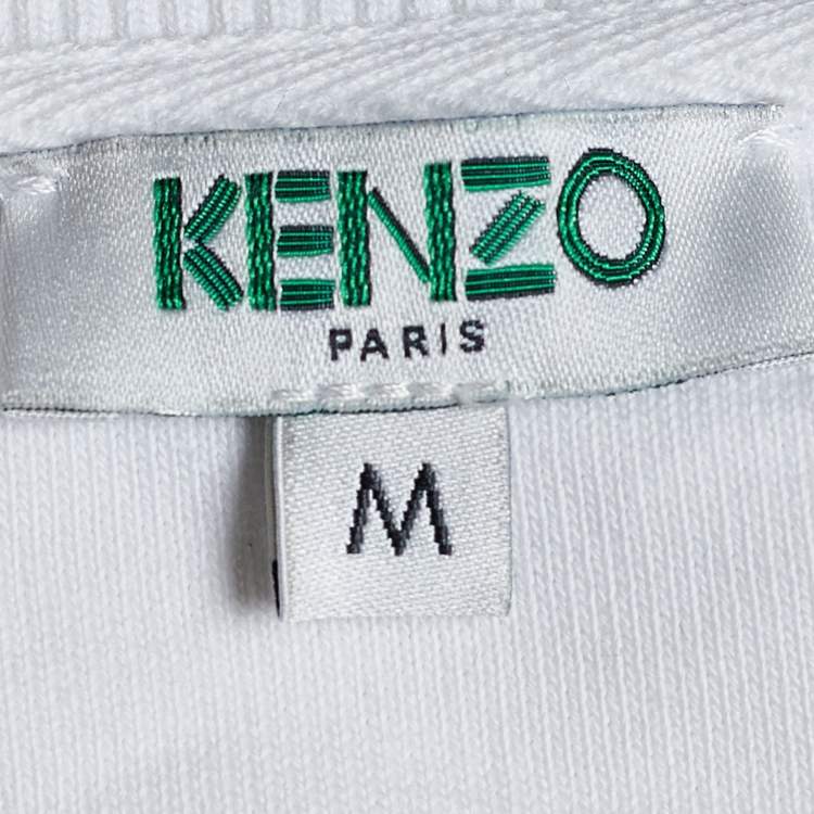 Pre Owned Kenzo White Cotton Tiger Print Crewneck Sweatshirt M