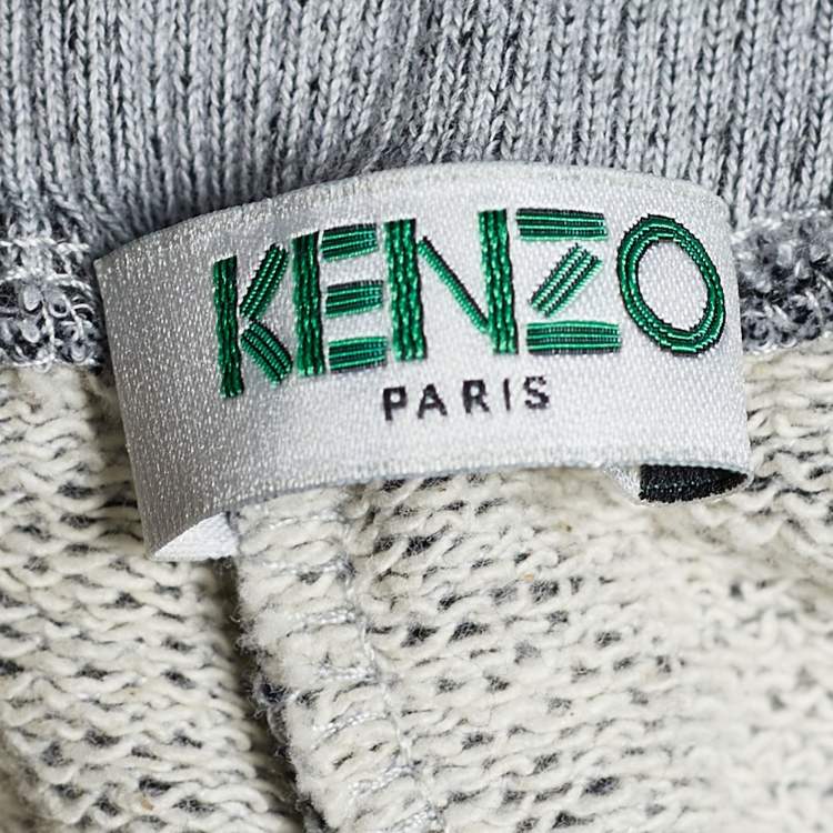 Pre Owned Kenzo Grey Cotton Logo Printed Sweatpants M
