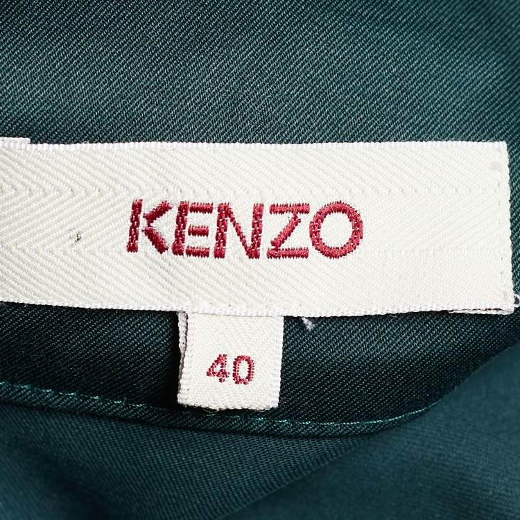 Pre Owned Kenzo Dark Green Stretch Cotton Cowl Neck Sheath Dress M