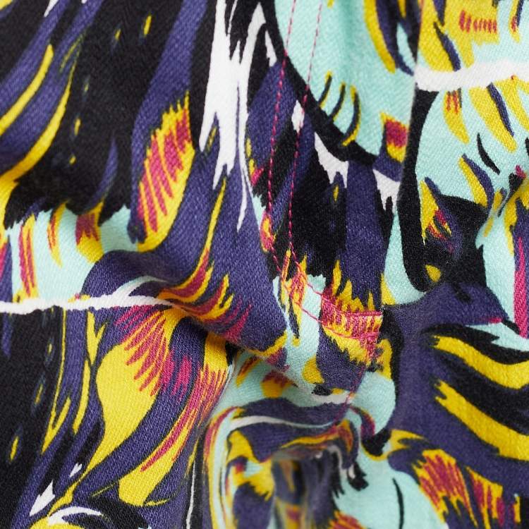 Pre Owned Kenzo Multicolor Printed Stretch Cotton Tapered Jeans Waist: 33"