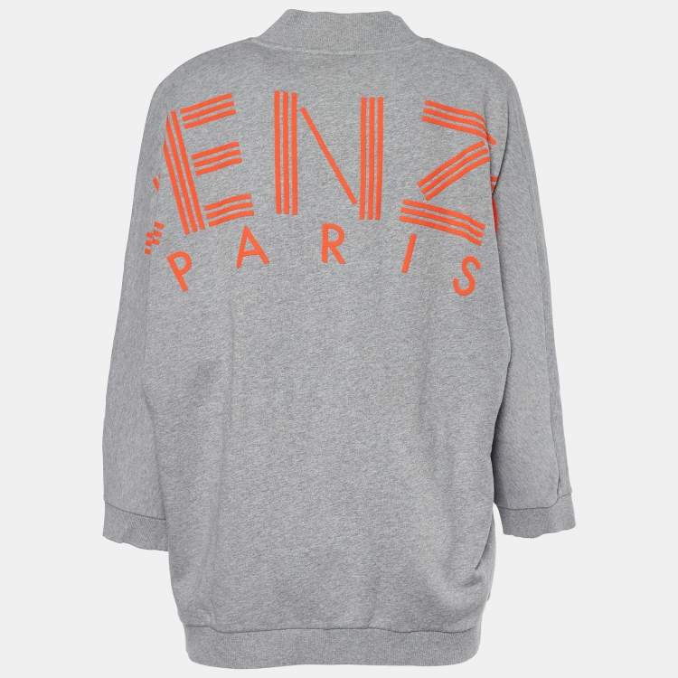 مملوكة مسبقًا Kenzo Grey Terry Knit Logo Print Sweatshirt L