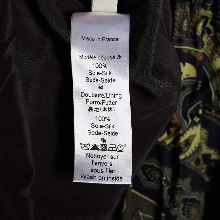 Pre Owned Kenzo Defile Black Paisley Print Silk Maxi Skirt L