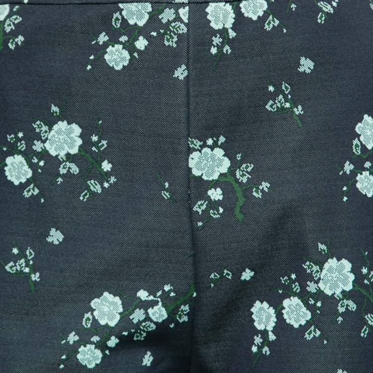 Pre Owned Kenzo Navy Blue Floral Embroidered Side Logo Tape Pants XL
