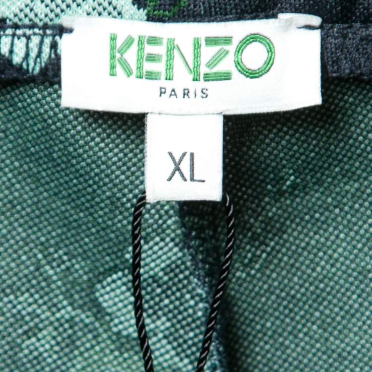 Pre Owned Kenzo Navy Blue Floral Embroidered Side Logo Tape Pants XL