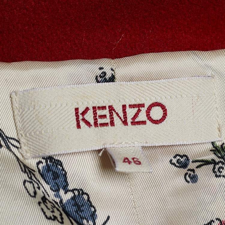 Pre Owned Kenzo Red Wool Belted Detail Coat L