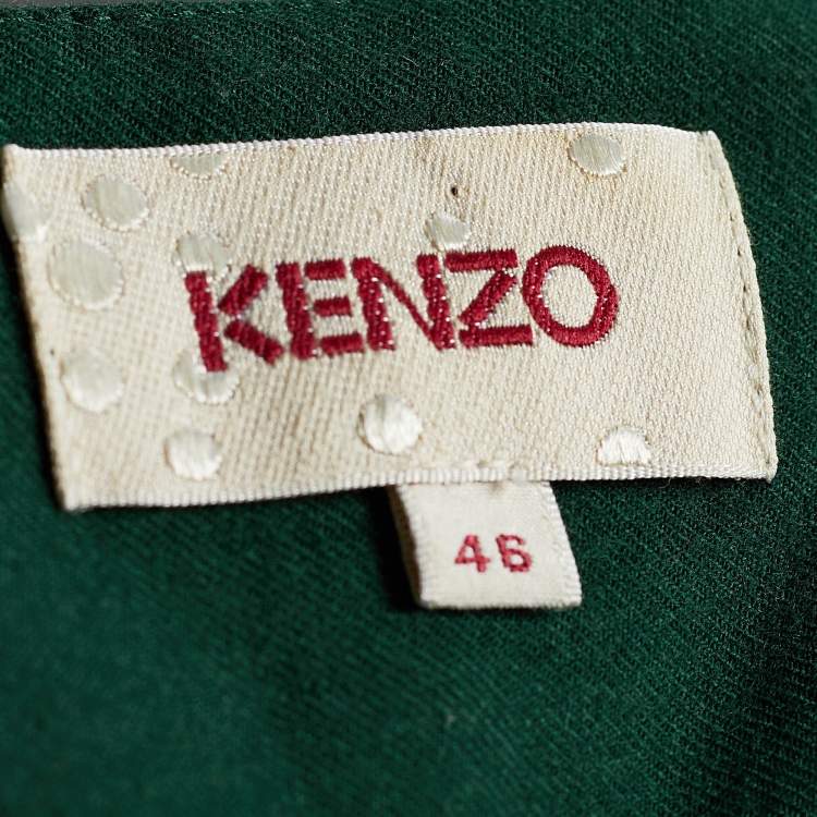 Pre Owned Kenzo Green Wool Wide Leg Trousers XL