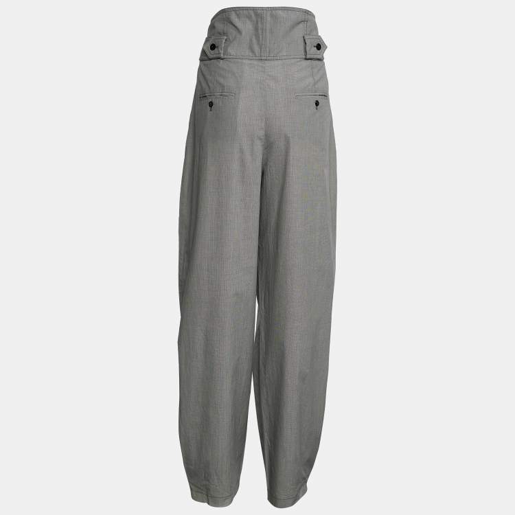 Pre Owned Kenzo Grey Cotton Embellished Trousers M