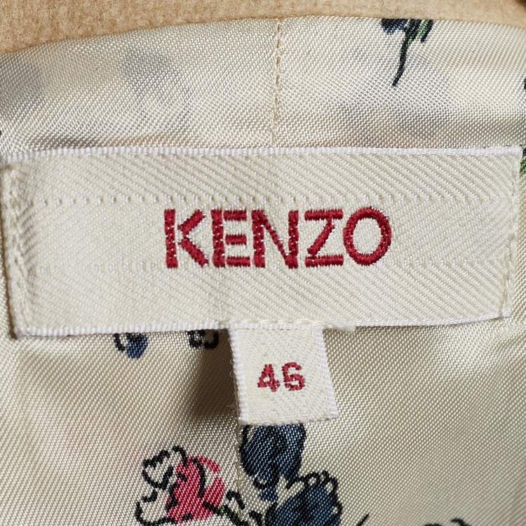 Pre Owned Kenzo Beige Wool Belted Blazer XL