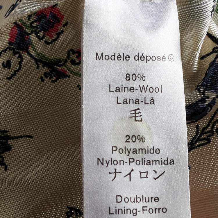 Pre Owned Kenzo Beige Wool Belted Blazer XL
