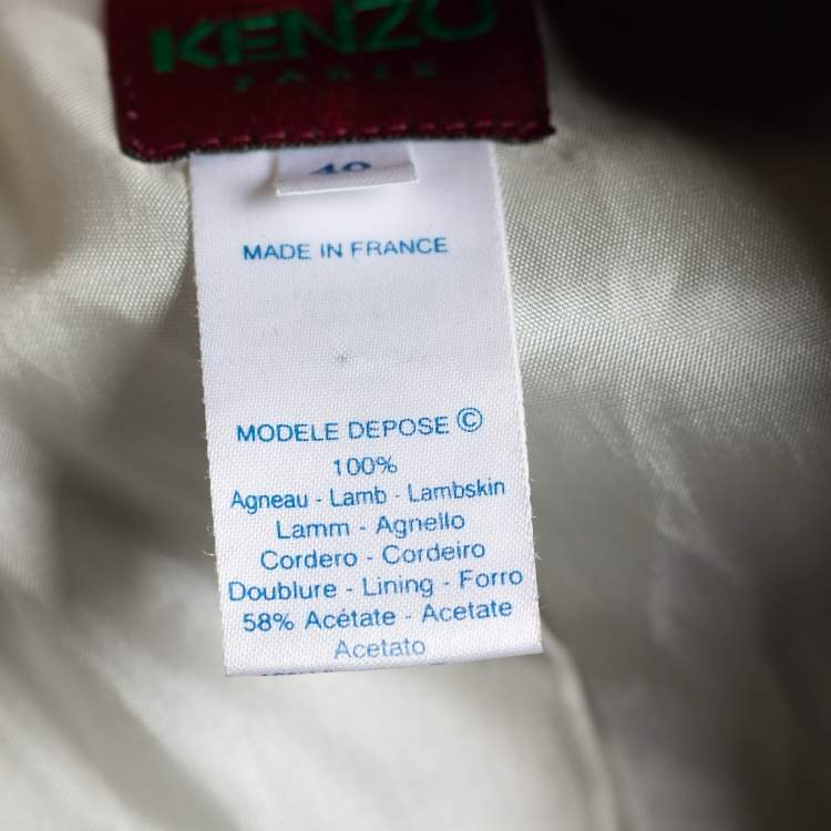 Pre Owned Kenzo Light Green Suede Belt Detail Coat M