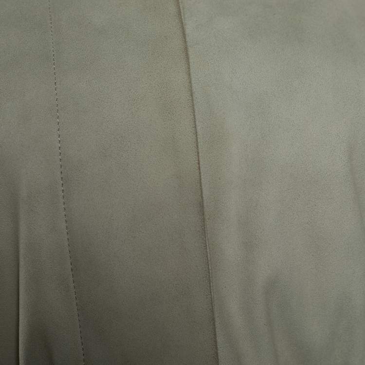 Pre Owned Kenzo Light Green Suede Belt Detail Coat M