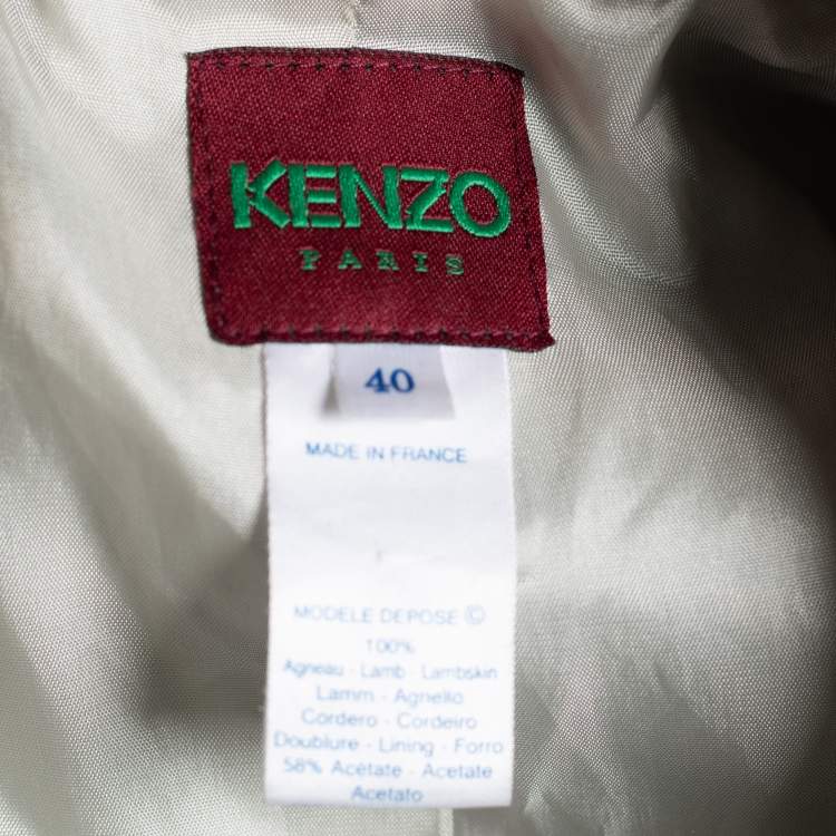 Pre Owned Kenzo Light Green Suede Belt Detail Coat M