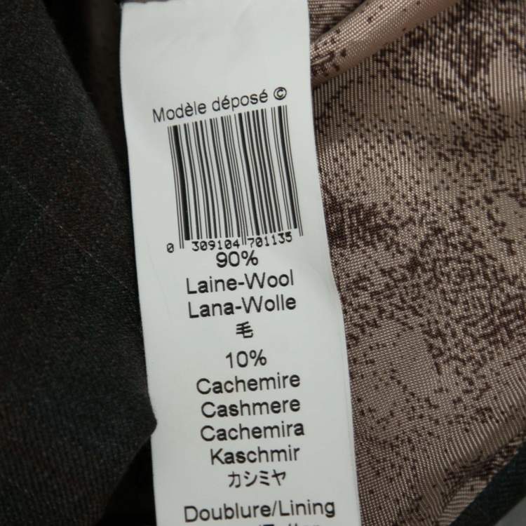 Pre Owned Kenzo Grey Plaid Wool Sheath Dress L