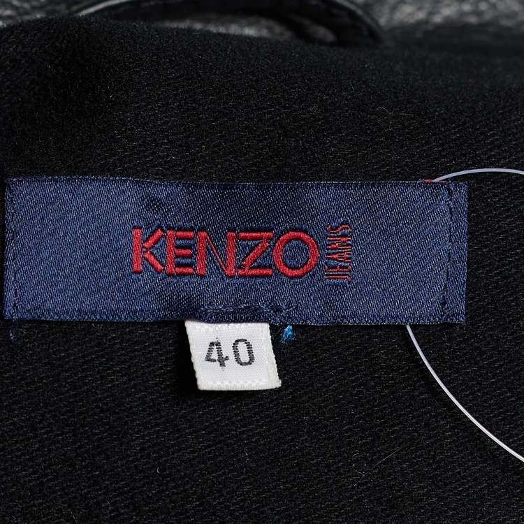 Pre Owned Kenzo Black Leather Trench  Coat M