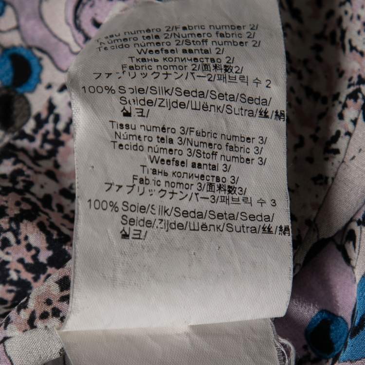 Pre Owned Kenzo Purple Printed Silk Round Neck Blouse S