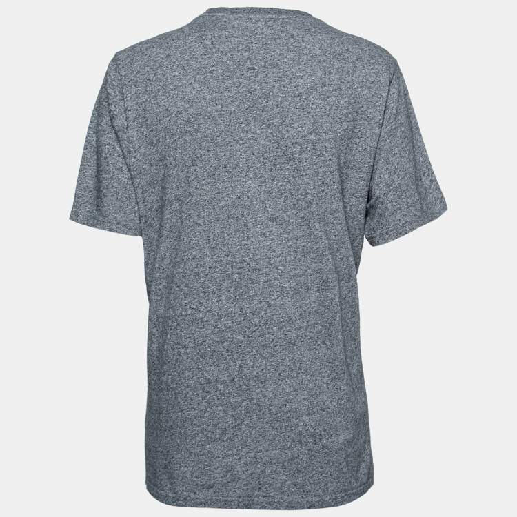 Pre Owned Kenzo Grey Eye Printed Cotton Crew Neck Tops L