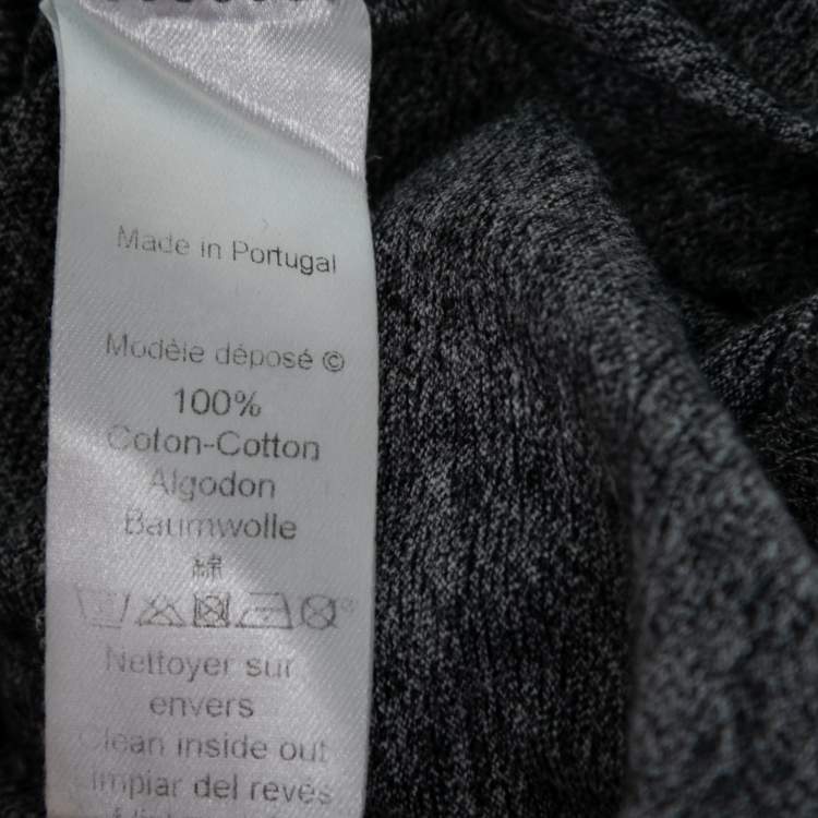 Pre Owned Kenzo Grey Eye Printed Cotton Crew Neck Tops L