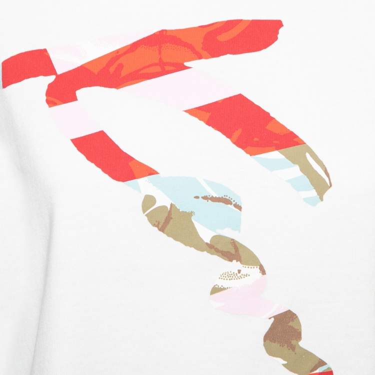 Pre Owned Kenzo White Cotton Printed Crew Neck T-Shirt M