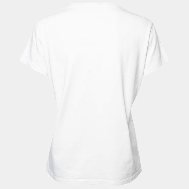 Pre Owned Kenzo White Cotton Printed Crew Neck T-Shirt M