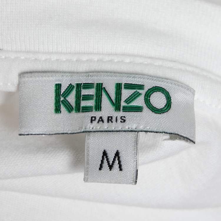 Pre Owned Kenzo White Cotton Paradise Printed Crew Neck T-Shirt M