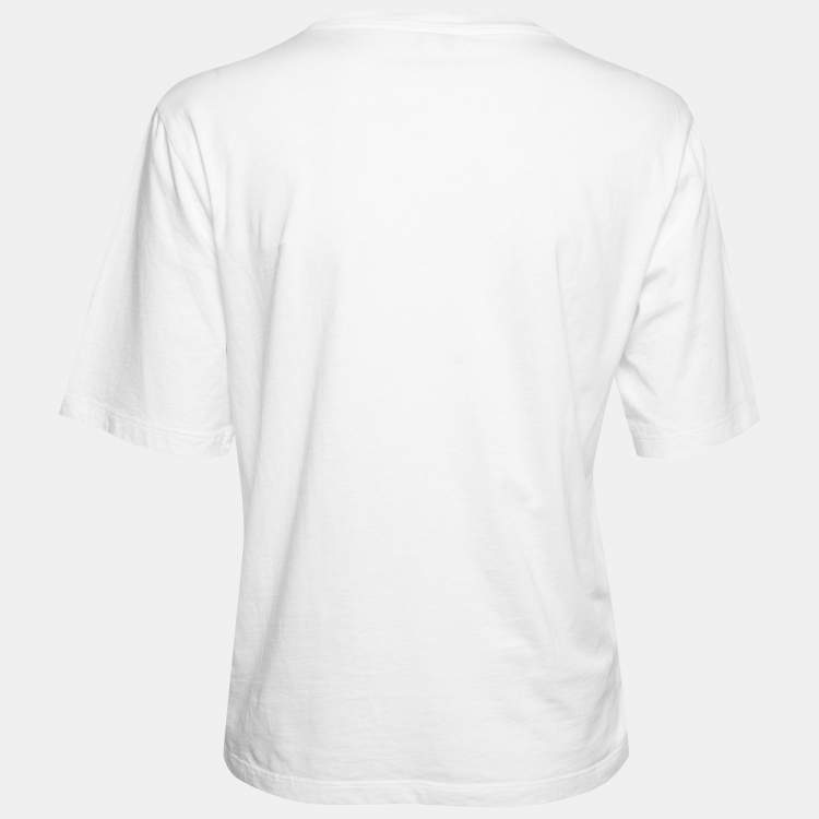 Pre Owned Kenzo White Cotton Paradise Printed Crew Neck T-Shirt M