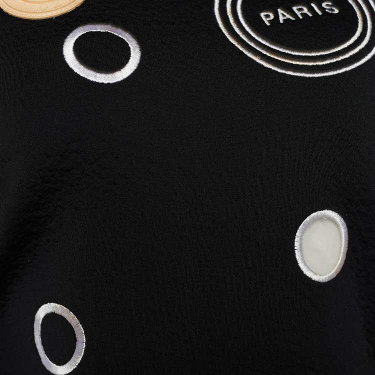 Pre Owned Kenzo Black Cotton Mesh Embroidered Detail Cropped Sweatshirt S