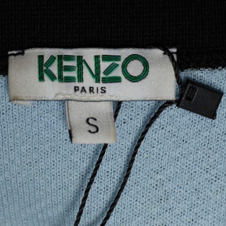 Pre Owned Kenzo Black Cotton Mesh Embroidered Detail Cropped Sweatshirt S