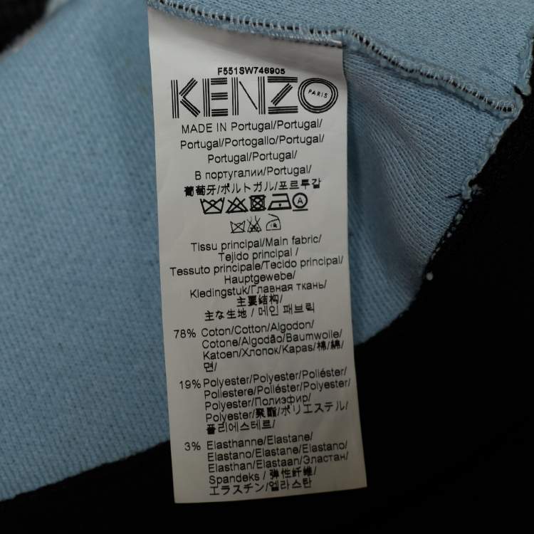 Pre Owned Kenzo Black Cotton Mesh Embroidered Detail Cropped Sweatshirt S