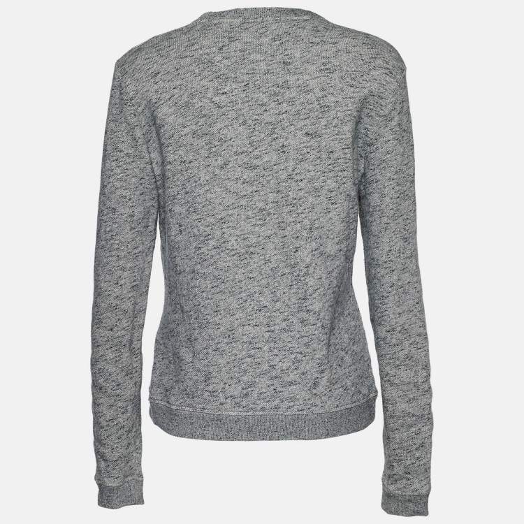 Pre Owned Kenzo Grey Tiger Embroidered Melange Cotton Sweatshirt XL