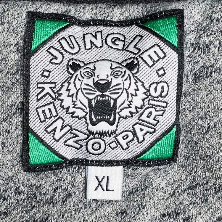 Pre Owned Kenzo Grey Tiger Embroidered Melange Cotton Sweatshirt XL