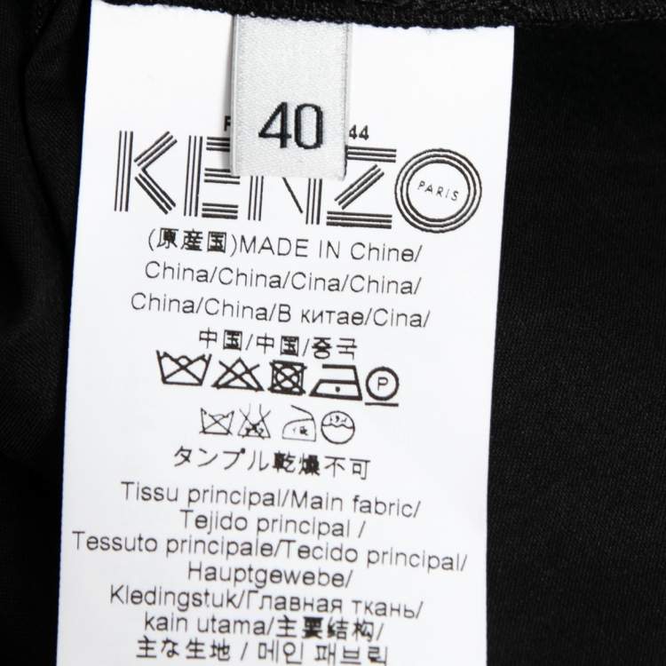 Pre Owned Kenzo Black Cotton Poplin Lace Detailed Short Sleeve Dress M