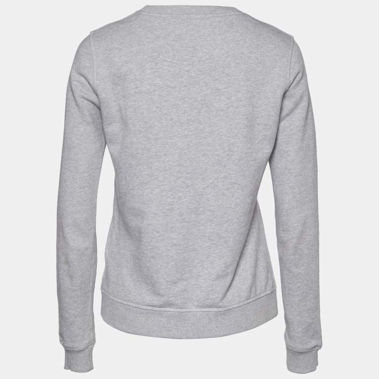 Pre Owned Kenzo Grey Eye Embroidered Cotton Crew Neck Sweatshirt S