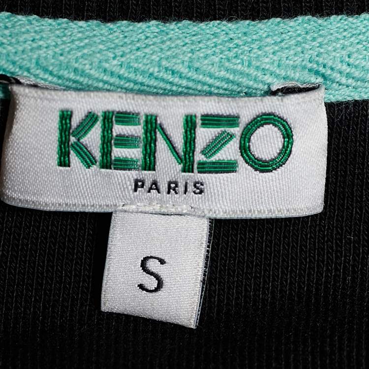 Pre Owned Kenzo Black Cotton Eye Embroidered Crew Neck Sweatshirt S