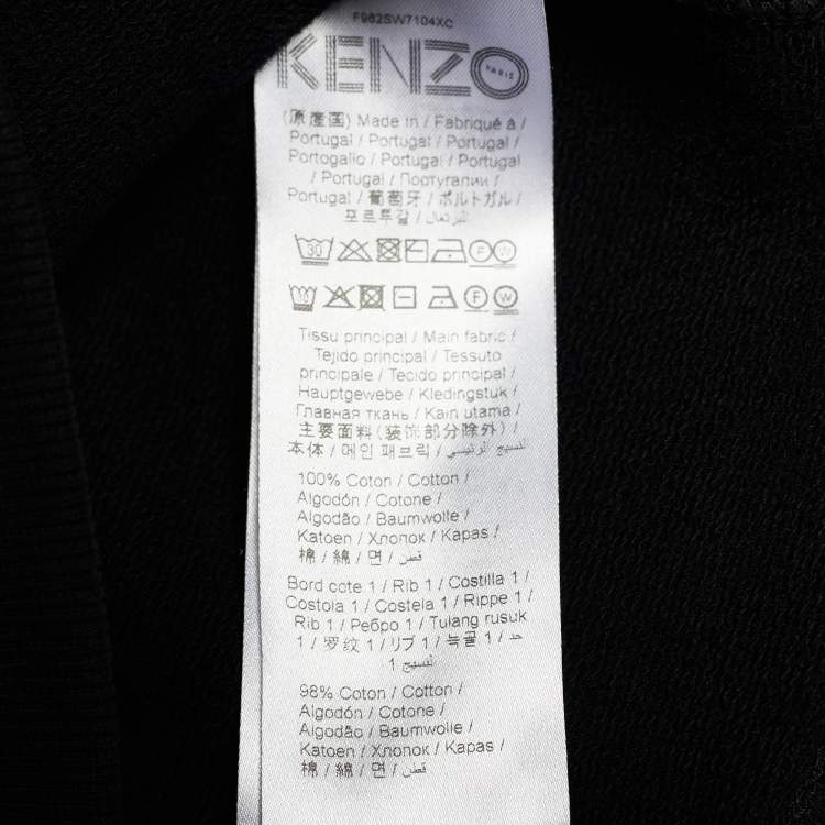 Pre Owned Kenzo Black Cotton Eye Embroidered Crew Neck Sweatshirt S