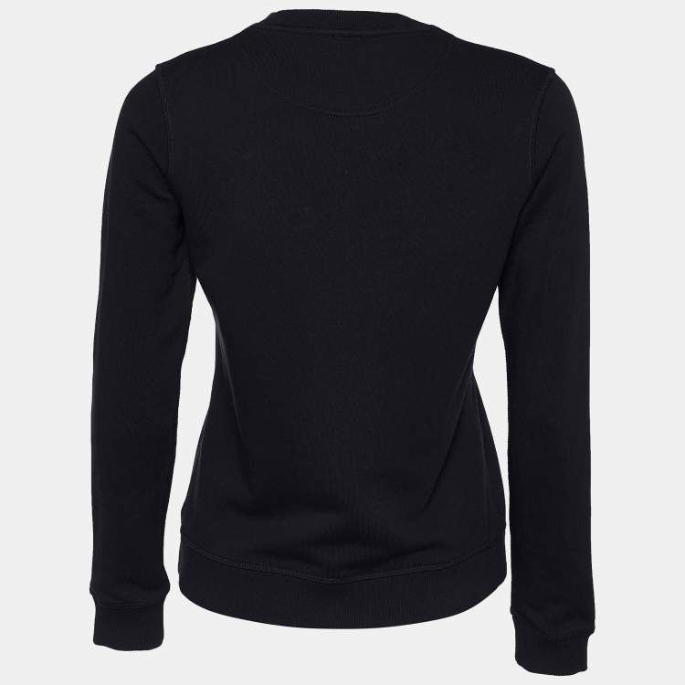 Pre Owned Kenzo Black Cotton Eye Embroidered Crew Neck Sweatshirt S