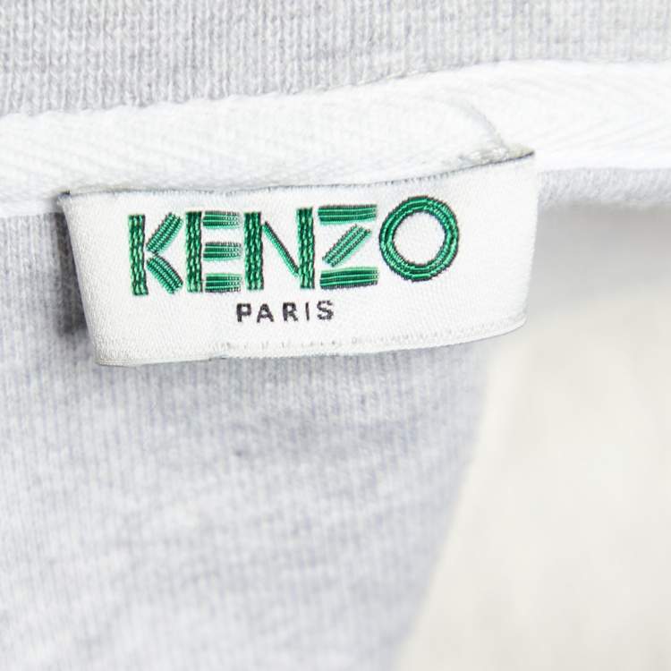 Pre Owned Kenzo Grey Tiger Embroidered Cotton Sweatshirt S